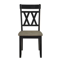 Oma Dining Side Chair Set of 2, Black Farmhouse Cross Design, Graywash Seat  - BM347930