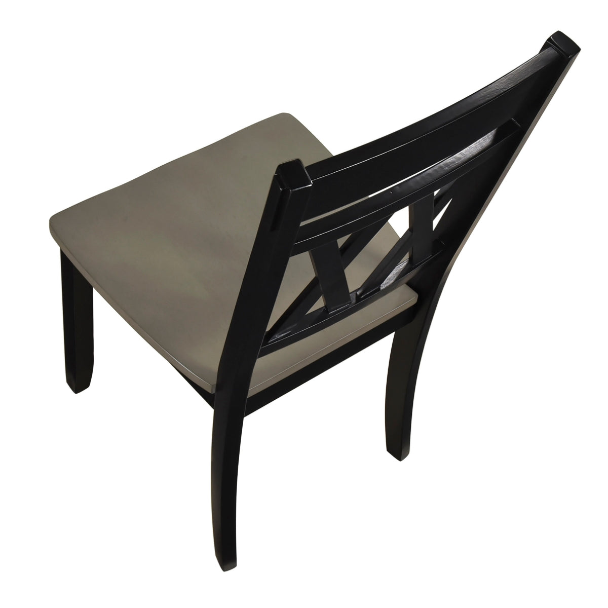 Oma Dining Side Chair Set of 2, Black Farmhouse Cross Design, Graywash Seat  - BM347930