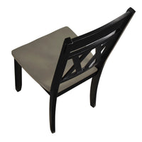Oma Dining Side Chair Set of 2, Black Farmhouse Cross Design, Graywash Seat  - BM347930
