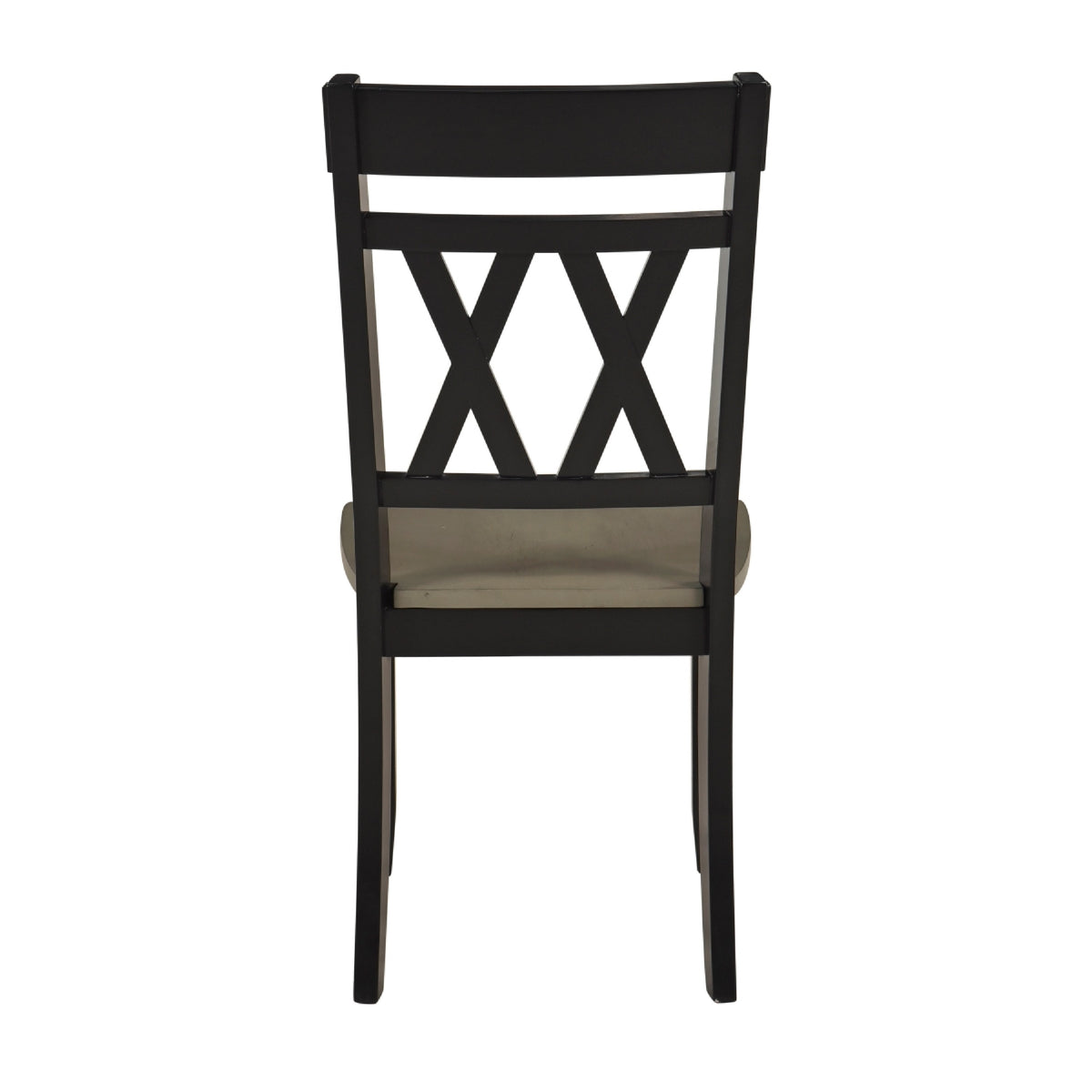 Oma Dining Side Chair Set of 2, Black Farmhouse Cross Design, Graywash Seat  - BM347930