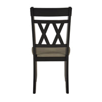 Oma Dining Side Chair Set of 2, Black Farmhouse Cross Design, Graywash Seat  - BM347930