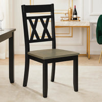 Oma Dining Side Chair Set of 2, Black Farmhouse Cross Design, Graywash Seat  - BM347930