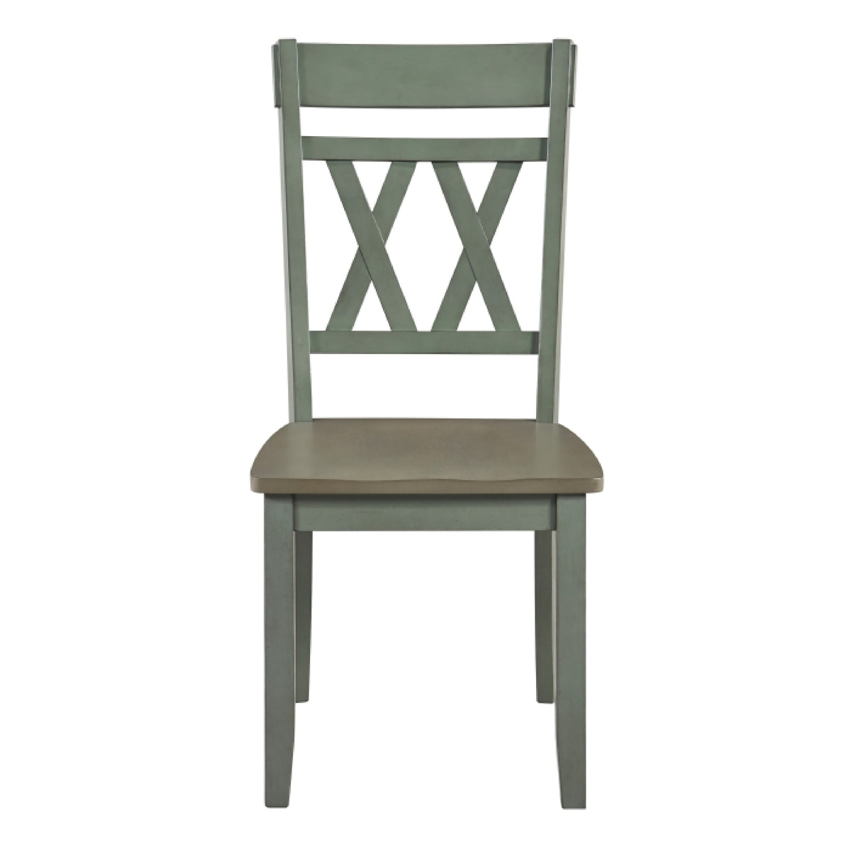Oma Dining Side Chair Set of 2, Teal Green Farmhouse Cross Back, Gray Seat  - BM347931
