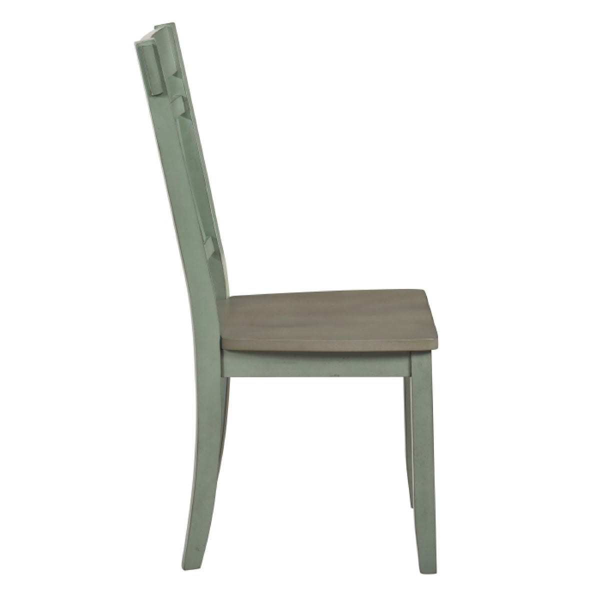 Oma Dining Side Chair Set of 2, Teal Green Farmhouse Cross Back, Gray Seat  - BM347931