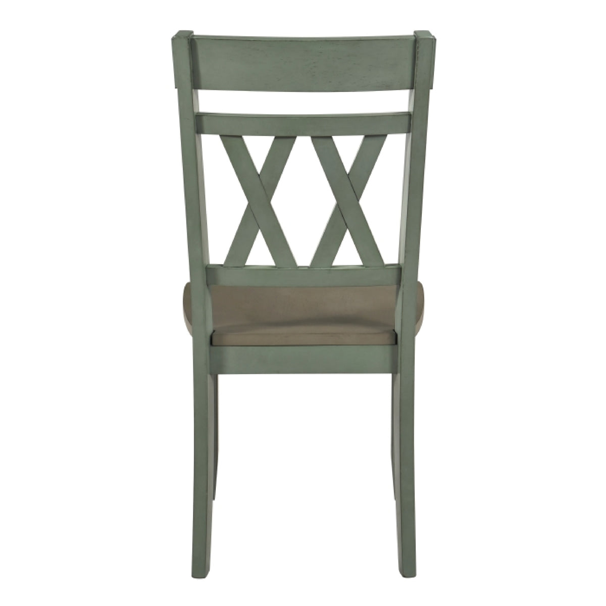 Oma Dining Side Chair Set of 2, Teal Green Farmhouse Cross Back, Gray Seat  - BM347931