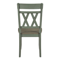 Oma Dining Side Chair Set of 2, Teal Green Farmhouse Cross Back, Gray Seat  - BM347931