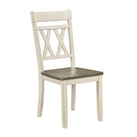 Oma Dining Side Chair Set of 2, Antique White Farmhouse Back, Gray Seat  - BM347932