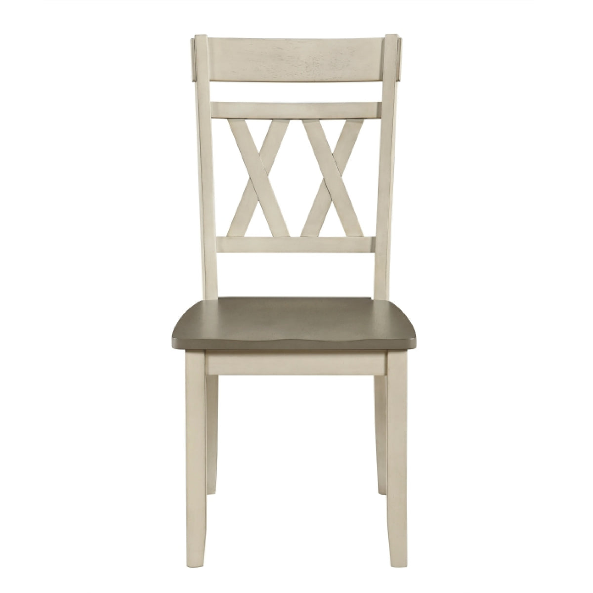 Oma Dining Side Chair Set of 2, Antique White Farmhouse Back, Gray Seat  - BM347932