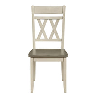 Oma Dining Side Chair Set of 2, Antique White Farmhouse Back, Gray Seat  - BM347932