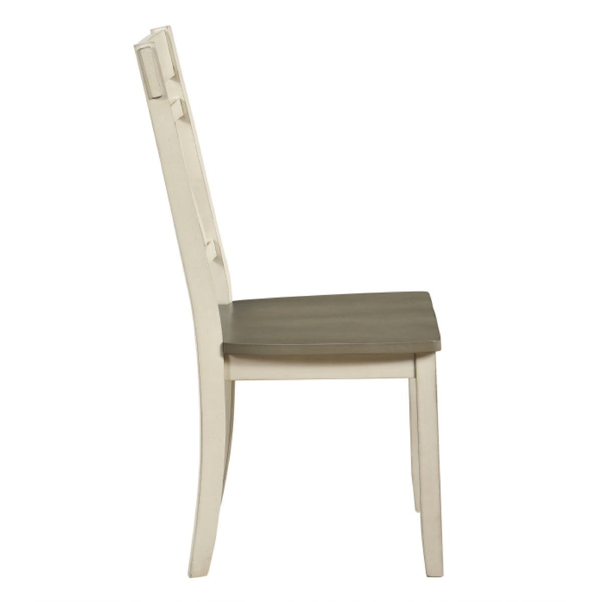 Oma Dining Side Chair Set of 2, Antique White Farmhouse Back, Gray Seat  - BM347932