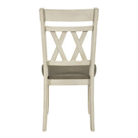 Oma Dining Side Chair Set of 2, Antique White Farmhouse Back, Gray Seat  - BM347932
