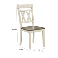Oma Dining Side Chair Set of 2, Antique White Farmhouse Back, Gray Seat  - BM347932