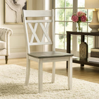 Oma Dining Side Chair Set of 2, Antique White Farmhouse Back, Gray Seat  - BM347932