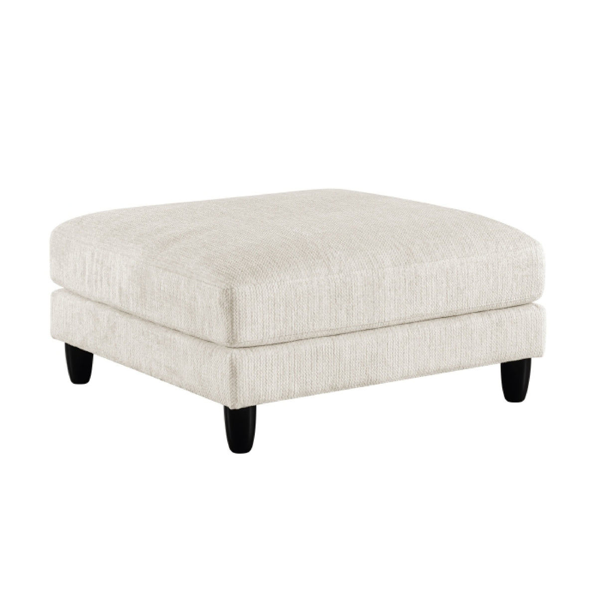 Mear Ottoman, Plush Beige Microfiber Upholstery, Black Legs, 40 Inch  - BM347933