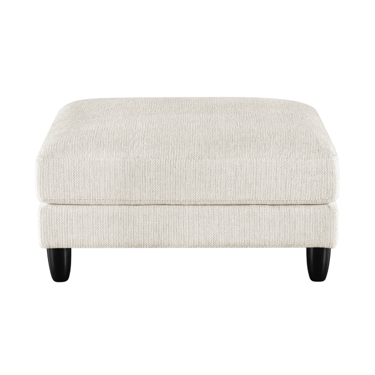 Mear Ottoman, Plush Beige Microfiber Upholstery, Black Legs, 40 Inch  - BM347933