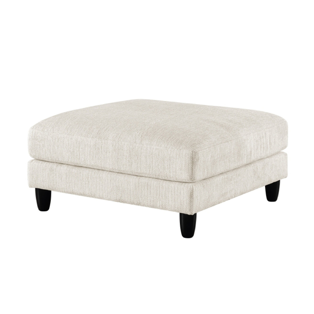 Mear Ottoman, Plush Beige Microfiber Upholstery, Black Legs, 40 Inch  - BM347933