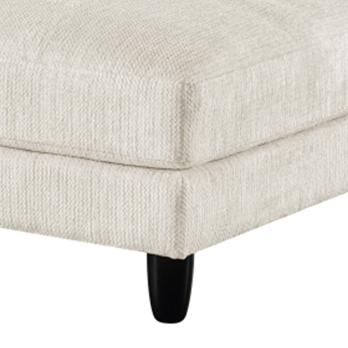 Mear Ottoman, Plush Beige Microfiber Upholstery, Black Legs, 40 Inch  - BM347933