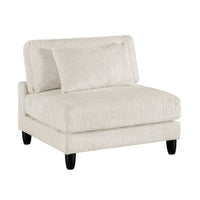 Mear Armless Chair, Beige Microfiber, Lumbar Pillow, Black Wood Legs  - BM347934