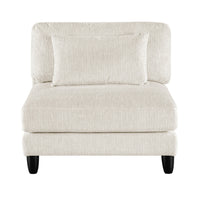 Mear Armless Chair, Beige Microfiber, Lumbar Pillow, Black Wood Legs  - BM347934