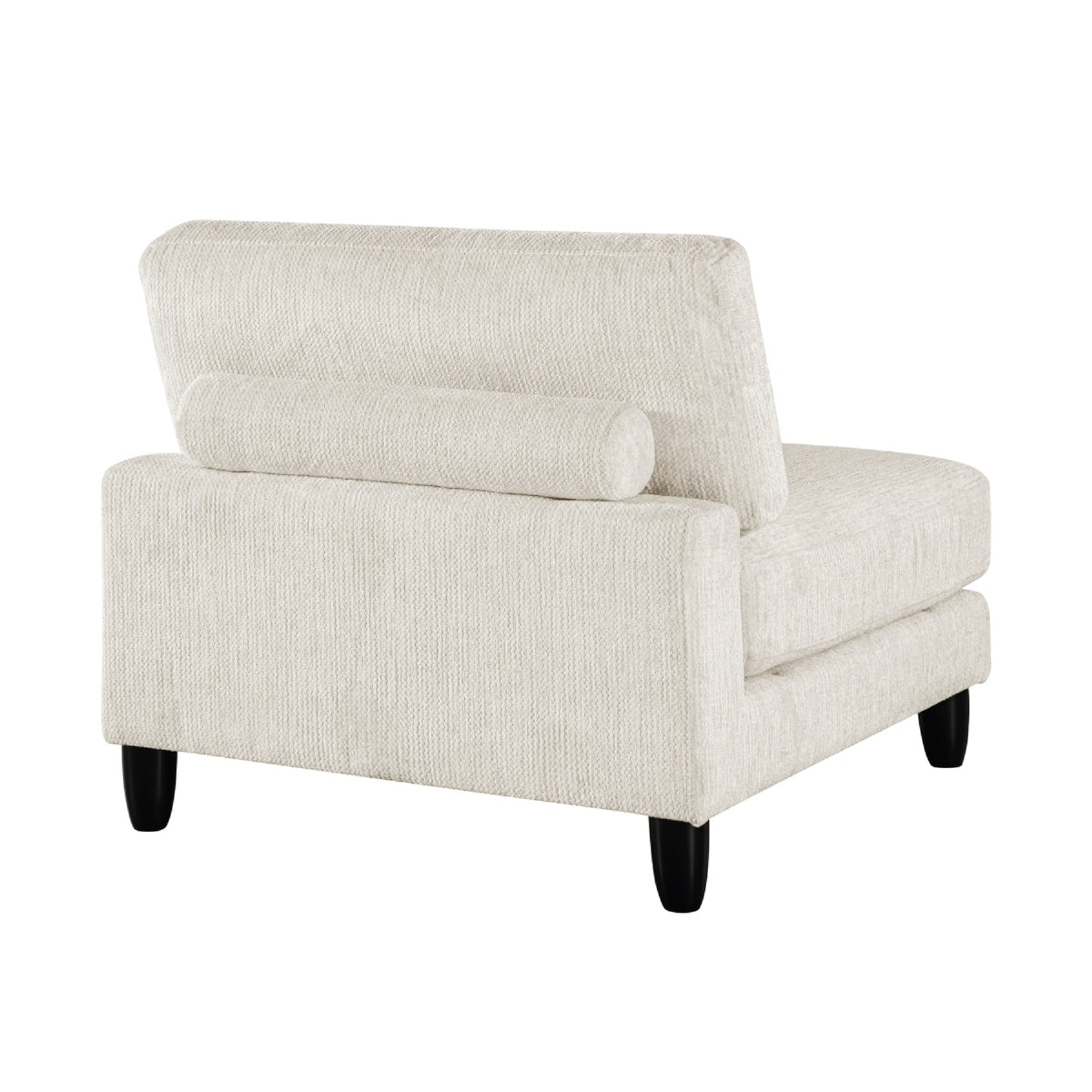 Mear Armless Chair, Beige Microfiber, Lumbar Pillow, Black Wood Legs  - BM347934