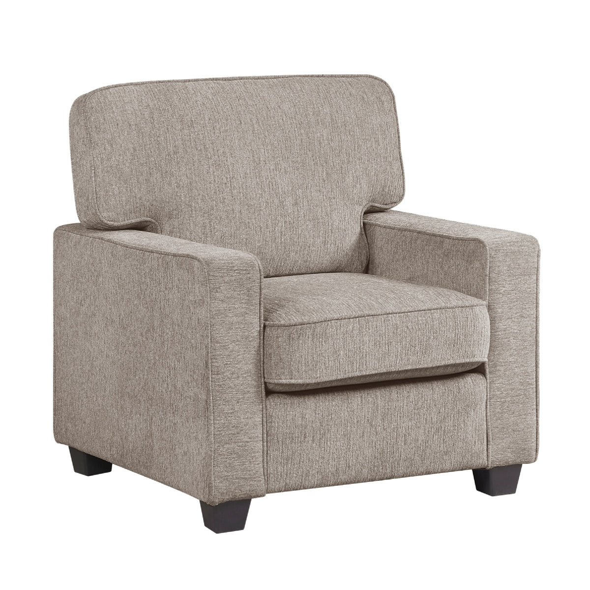 Kaia Accent Armchair, Taupe Gray Chenille, Track Arms, Black Wood Legs  - BM347937