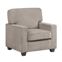 Kaia Accent Armchair, Taupe Gray Chenille, Track Arms, Black Wood Legs  - BM347937