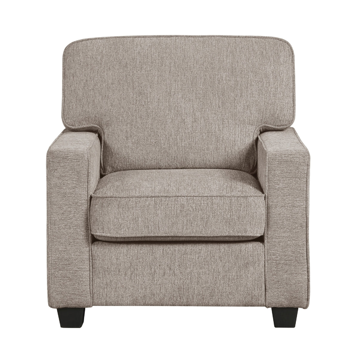 Kaia Accent Armchair, Taupe Gray Chenille, Track Arms, Black Wood Legs  - BM347937