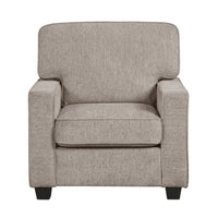 Kaia Accent Armchair, Taupe Gray Chenille, Track Arms, Black Wood Legs  - BM347937