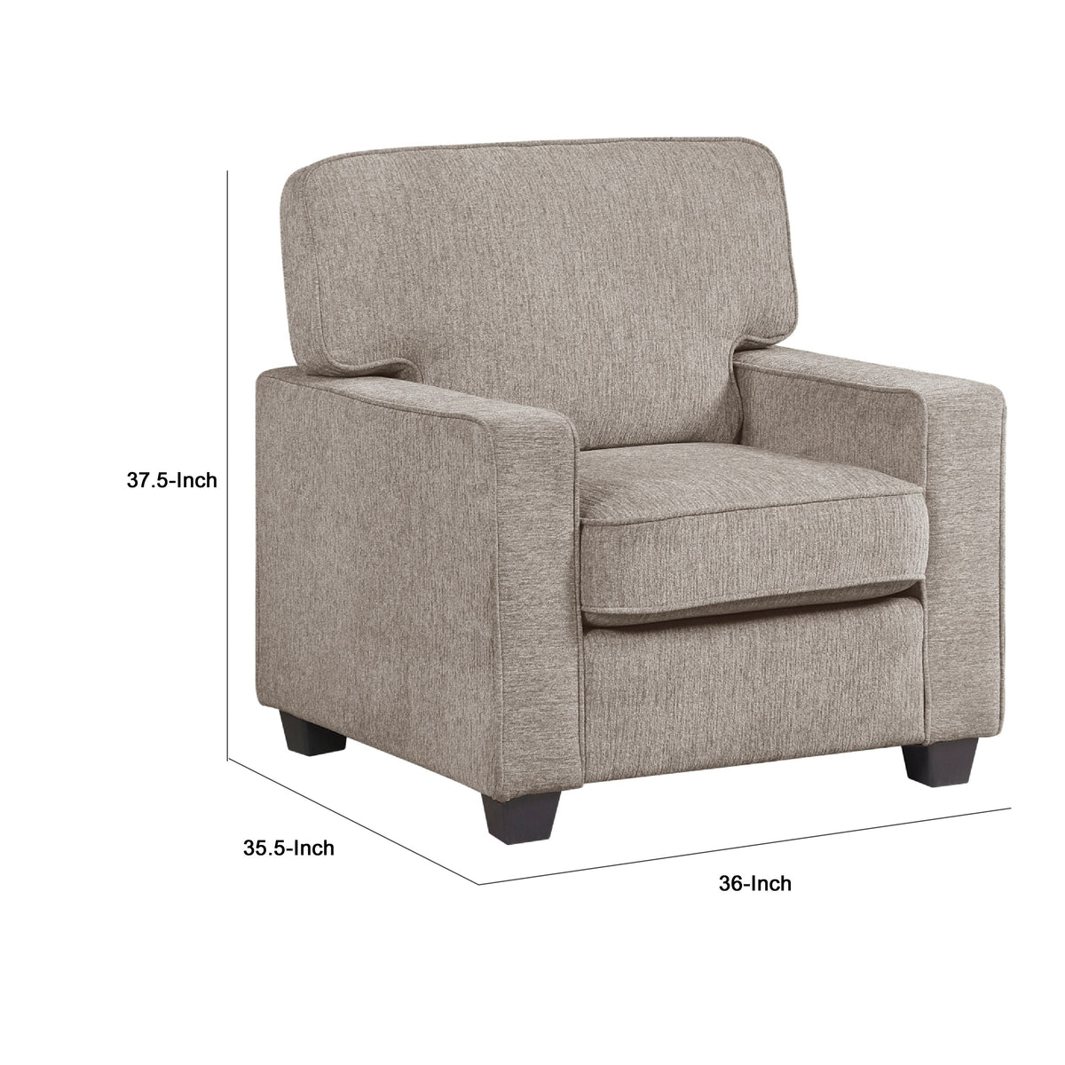 Kaia Accent Armchair, Taupe Gray Chenille, Track Arms, Black Wood Legs  - BM347937