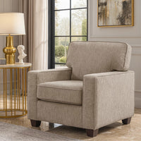 Kaia Accent Armchair, Taupe Gray Chenille, Track Arms, Black Wood Legs  - BM347937