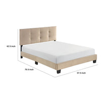Viki Full Platform Bed, Button Tufted, Light Brown Velvet Upholstery  - BM347941