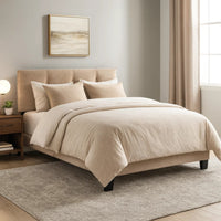 Viki Full Platform Bed, Button Tufted, Light Brown Velvet Upholstery  - BM347941