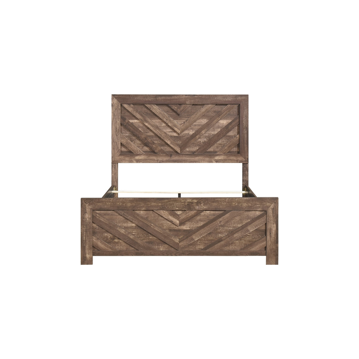 Eby Full Size Bed, Farmhouse Chevron Panel Design Paper Veneer, Brown  - BM347944