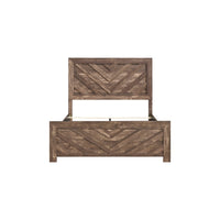 Eby Full Size Bed, Farmhouse Chevron Panel Design Paper Veneer, Brown  - BM347944