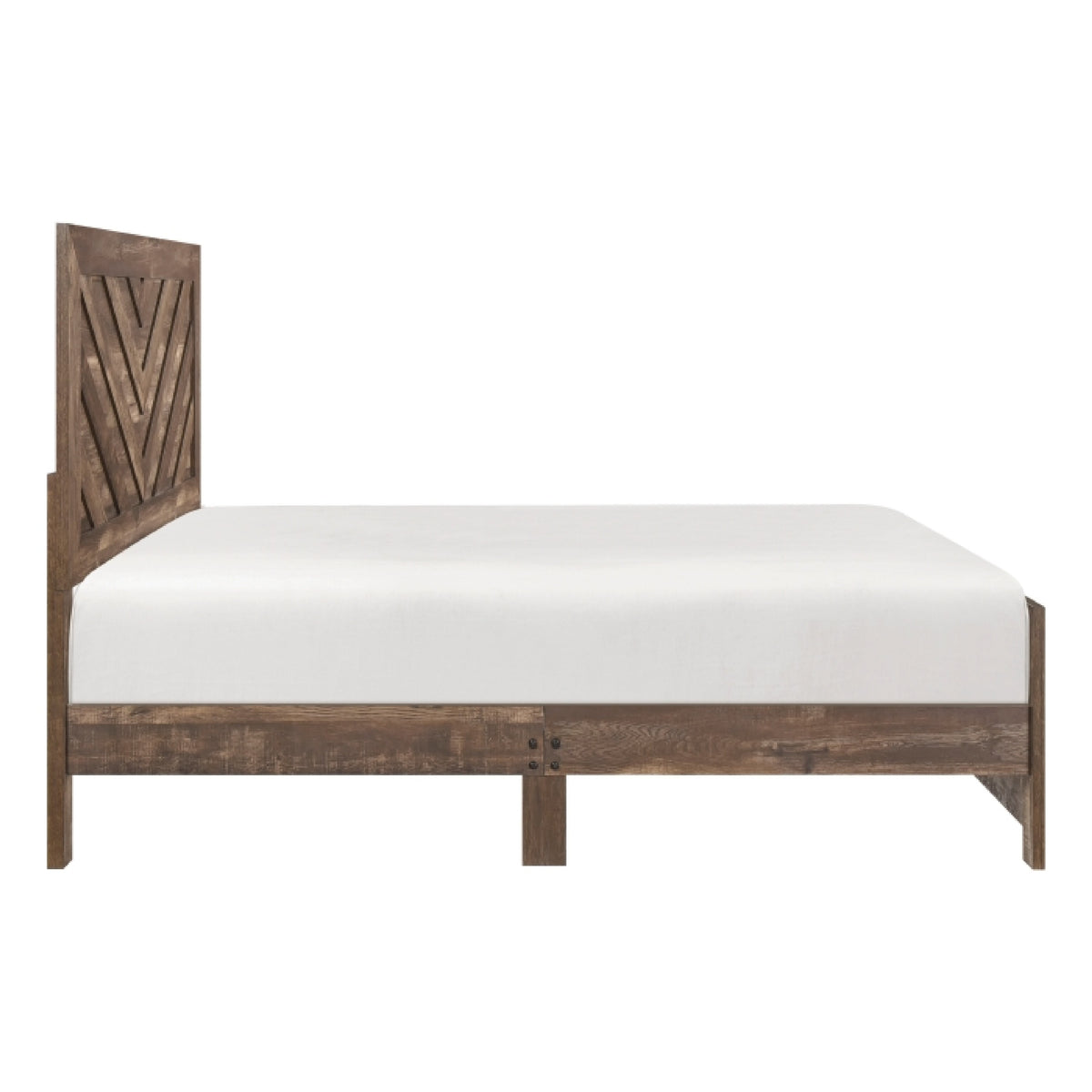 Eby Full Size Bed, Farmhouse Chevron Panel Design Paper Veneer, Brown  - BM347944