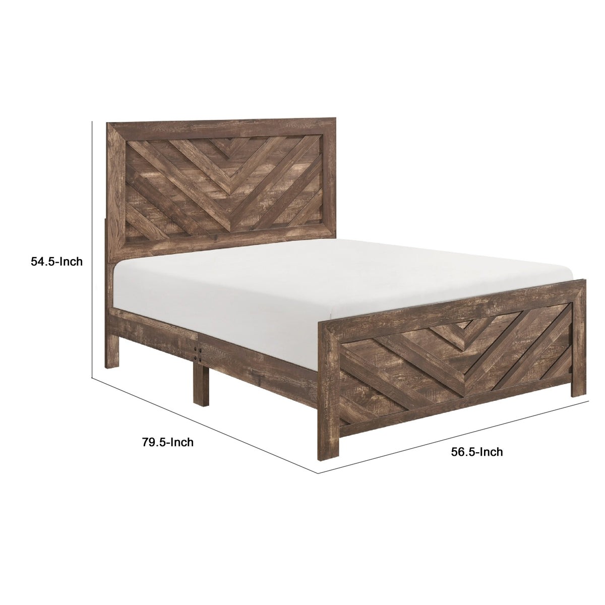 Eby Full Size Bed, Farmhouse Chevron Panel Design Paper Veneer, Brown  - BM347944