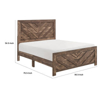 Eby Full Size Bed, Farmhouse Chevron Panel Design Paper Veneer, Brown  - BM347944