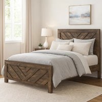 Eby Full Size Bed, Farmhouse Chevron Panel Design Paper Veneer, Brown  - BM347944