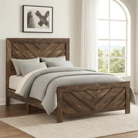 Eby Full Size Bed, Farmhouse Chevron Panel Design Paper Veneer, Brown  - BM347944