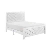 Eby Full Size Bed, Farmhouse Chevron Panel Design, Paper Veneer, White  - BM347945