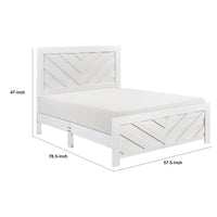 Eby Full Size Bed, Farmhouse Chevron Panel Design, Paper Veneer, White  - BM347945