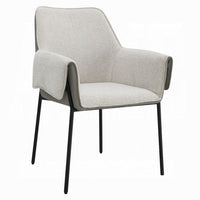 Jory Armchair Set of 2, Beige Chenille, Slim Black Metal Legs - BM348306