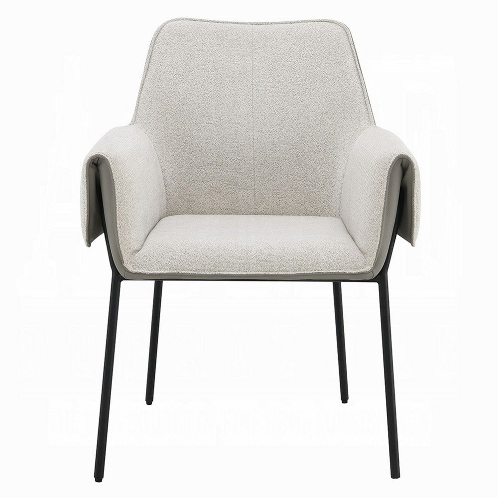 Jory Armchair Set of 2, Beige Chenille, Slim Black Metal Legs - BM348306