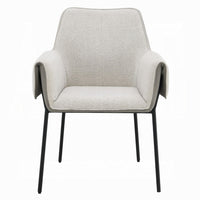 Jory Armchair Set of 2, Beige Chenille, Slim Black Metal Legs - BM348306