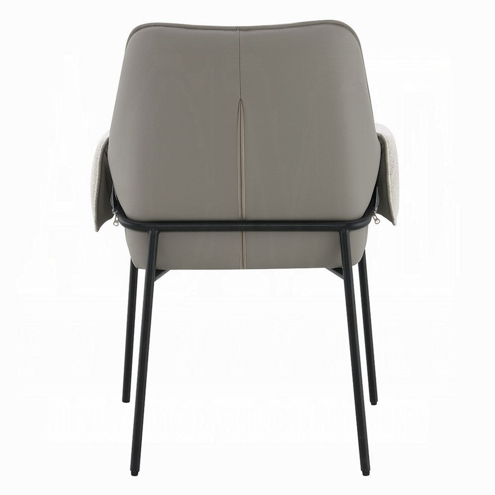 Jory Armchair Set of 2, Beige Chenille, Slim Black Metal Legs - BM348306