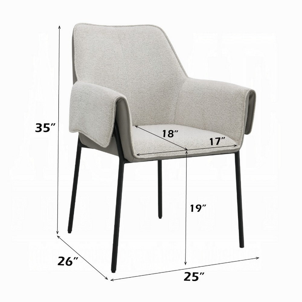 Jory Armchair Set of 2, Beige Chenille, Slim Black Metal Legs - BM348306