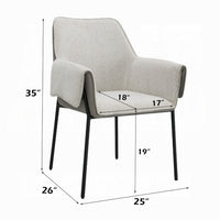 Jory Armchair Set of 2, Beige Chenille, Slim Black Metal Legs - BM348306