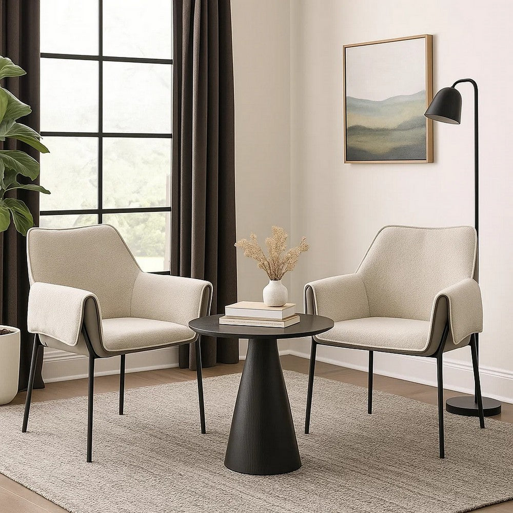 Jory Armchair Set of 2, Beige Chenille, Slim Black Metal Legs - BM348306