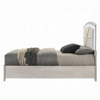 Remy Queen Size Bed with LED Headboard, 2 Bottom Drawers, Antique White - BM348307