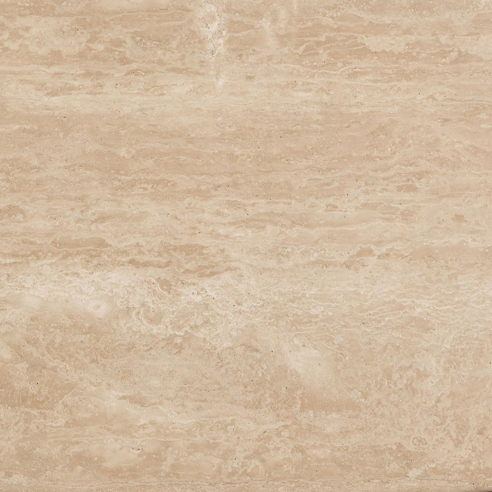 Pery Coffee Table, 51 Inch Beige Travertine Stone Top, Walnut Brown - BM348325